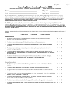 Counseling Student Competency Evaluation - effective Summer 2007