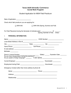 Student Application for MSW Field Practicum (Word Doc)