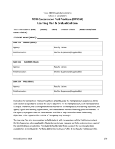 Learning Plan &amp; Evaluation Form MSW Concentration Field Practicum (SWK 554)