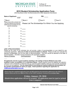 2010 Student Scholarship Application Form
