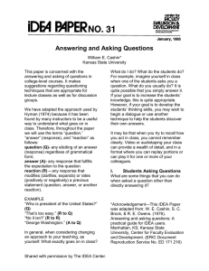 Answering and Asking Questions