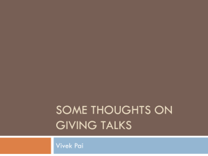 Vivek presents advice on giving talks