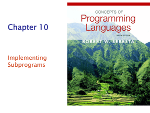 Chapter 10 Implementing Subprograms