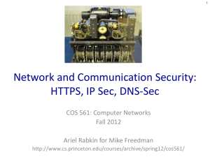 Network and Communication Security: HTTPS, IP Sec, DNS-Sec COS 561: Computer Networks