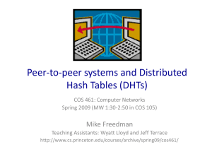 Peer-to-peer systems and Distributed Hash Tables (DHTs) Mike Freedman