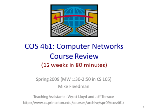 COS 461: Computer Networks Course Review (12 weeks in 80 minutes)