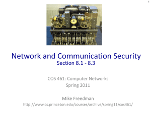 Network and Communication Security Section 8.1 - 8.3 COS 461: Computer Networks