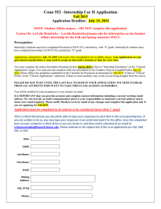 Coun 552 –Internship I or II Application Fall 2015