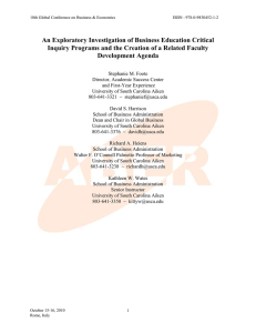 An Exploratory Investigation of Business Education Critical Inquiry Programs and the Creation of a Related Faculty Development Agenda