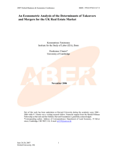 An Econometric Analysis Of The Determinants Of Takeovers And Mergers For The Uk Real Estate Market