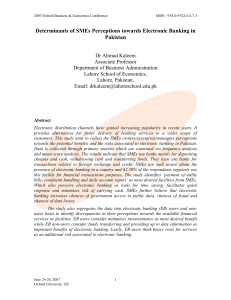 Determinants Of SMEs Perceptions Towards Electronic Banking In Pakistan