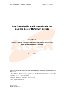 How Sustainable And Irreversible Is The Banking Sector Reform In Egypt?