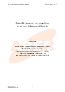 Relationship Management Or New Managerialism: The Relevance To The Entrepreneurial University