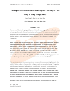 The Impact Of Outcome-based Teaching And Learning: A Case Study In Hong Kong (China)