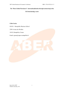 The “Born Global Purchasers”: Internationalisation Through Outsourcing In The Uk Biotechnology Sector