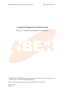 A Suggested Mortgage System Model For Egypt