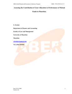 Assessing The Contribution Of Asset Allocation To Performance Of Mutual Funds In Mauritius