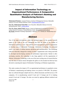 Impact Of Information Technology On Organizational Performance - A Comparative Quantitative Analysis Of Pakistan's Banking And Manufacturing Sectors.