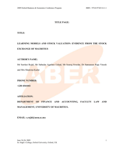 Learning Models And Stock Valuation: Evidence From The Stock Exchange Of Mauritius