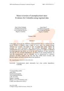 Mean Reversion Of Unemployment Rates: Evidence For Colombia Using Regional Data