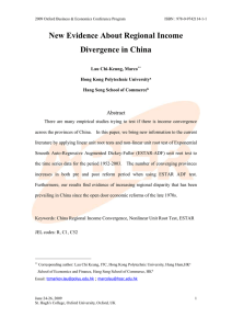 New Evidence About Regional Income Divergence In China