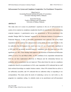 Self-Assessment Tax System And Compliance Complexities: Tax Practitioners’ Perspectives