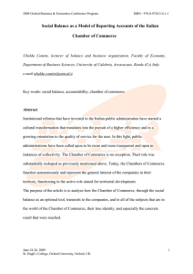 Social Balance As A Model Of Reporting Accounts Of The Italian Chamber Of Commerce