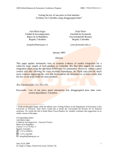 Testing The Law Of One Price In Food Markets:Evidence For Colombia Using Disaggregated Data