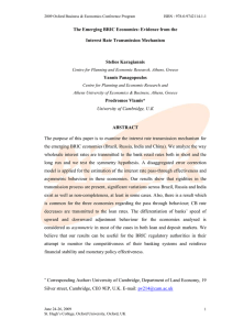 The Emerging Bric Economies: Evidence From The Interest Rate Transmission Mechanism