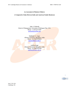 An Assessment of Business Failures: A Comparative Study Between India and American Family Businesses