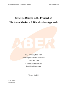 Strategic Designs in the Prospect of The Asian Market - A Glocalization Approach