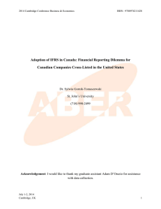Adoption of IFRS in Canada: Financial Reporting Dilemma for Canadian Companies Cross-Listed in the United States