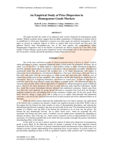 An Empirical Study of Price Dispersion in Homogenous Goods Markets