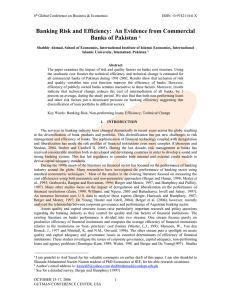 Banking Risk and Efficiency: An Evidence from Commercial Banks of Pakistan