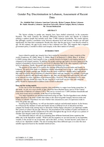 Gender Pay Discrimination in Lebanon Assessment of Recent Data