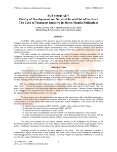 PUJ versus AUV Rivalry of Development and Survival In and Out of the Road The Case of Transport Industry in Metro Manila Philippines