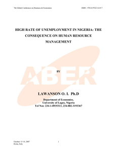 High Rate Of Unemployment In Nigeria: The Consequence On Human Resource Management