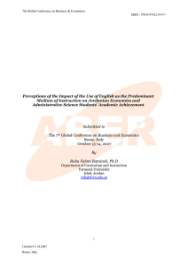 Jordanian Economics and Administrative Science Students’ Perceptions of the Need for Business English Courses and the Potentia