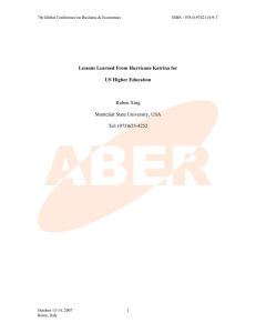 Lessons Learned From Hurricane Katrina For US Higher Education