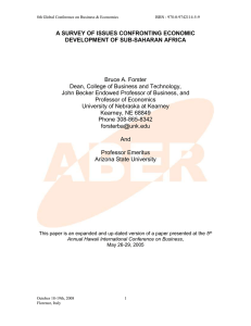 A Survey Of Issues Confronting Economic Development Of Sub-saharan Africa