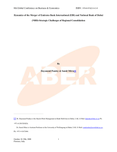 Dynamics Of The Merger Of Emirates Bank International (EBI) And National Bank Of Dubai (NBD)-Strategic Challenges Of Regional Consolidation