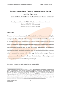 Pressure On The Euro: Country Risk Of Croatia, Latvia And The Euro Zone