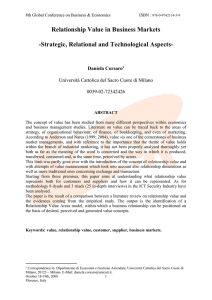 Relationship Value In Business Markets - Strategic, Relational And Technological Aspects