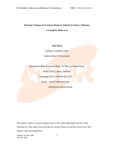 Strategic Changes In Graduate Business Schools Of Lahore, Pakistan: A Complete Make-over