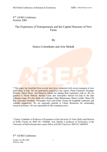 The Experience Of Entrepreneurs And The Capital Structure Of New Firms