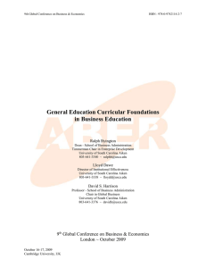 General Education Curricular Foundations in Business Education