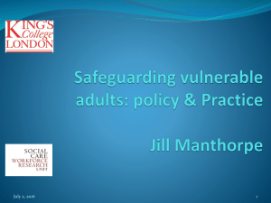 'Safeguarding adults: policy and practice'