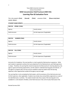 Learning Plan &amp; Evaluation Form MSW Concentration Field Practicum (SWK 554)