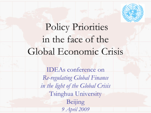 Policy Priorities the Global Economic Crisis in the face of