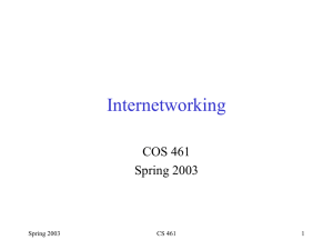 Internetworking COS 461 Spring 2003 CS 461